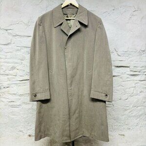 True Vintage 50s Whipcord Fawn Coat Overcoat Jacket Fully Lined Wool 42 44 Long